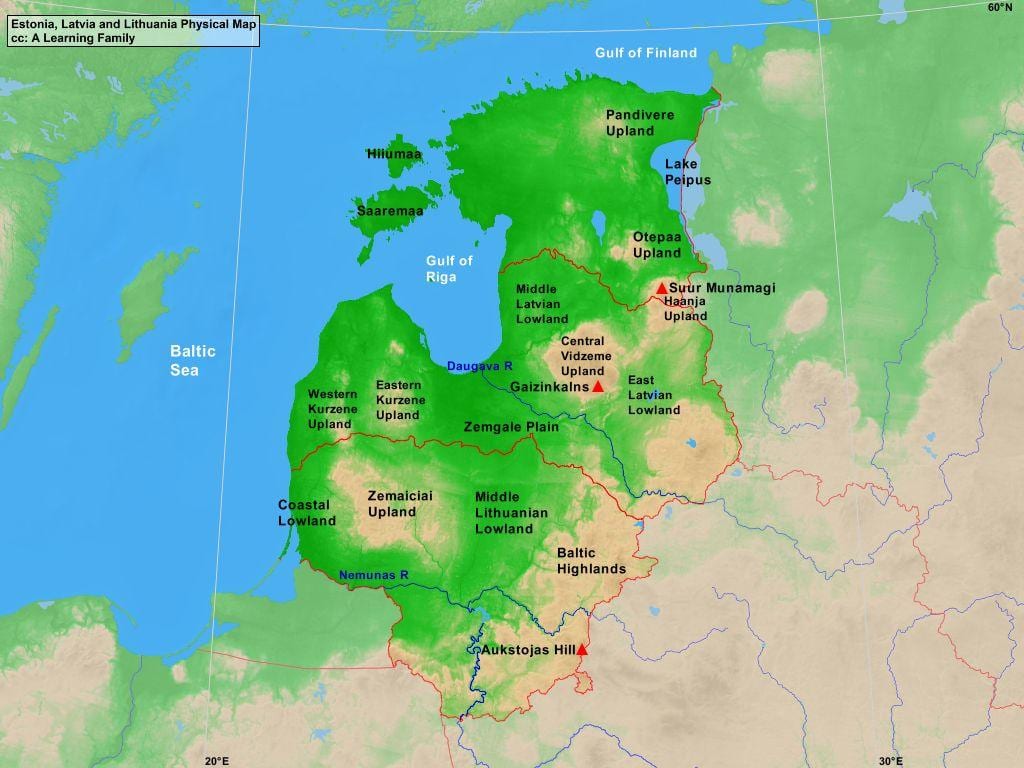 map Eesti füüsilise